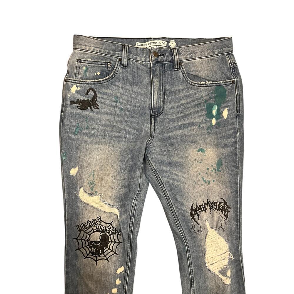Broken Promises Ultra Slim Stretch Denim Jeans Size 32 Mens - Picture 4 of 9